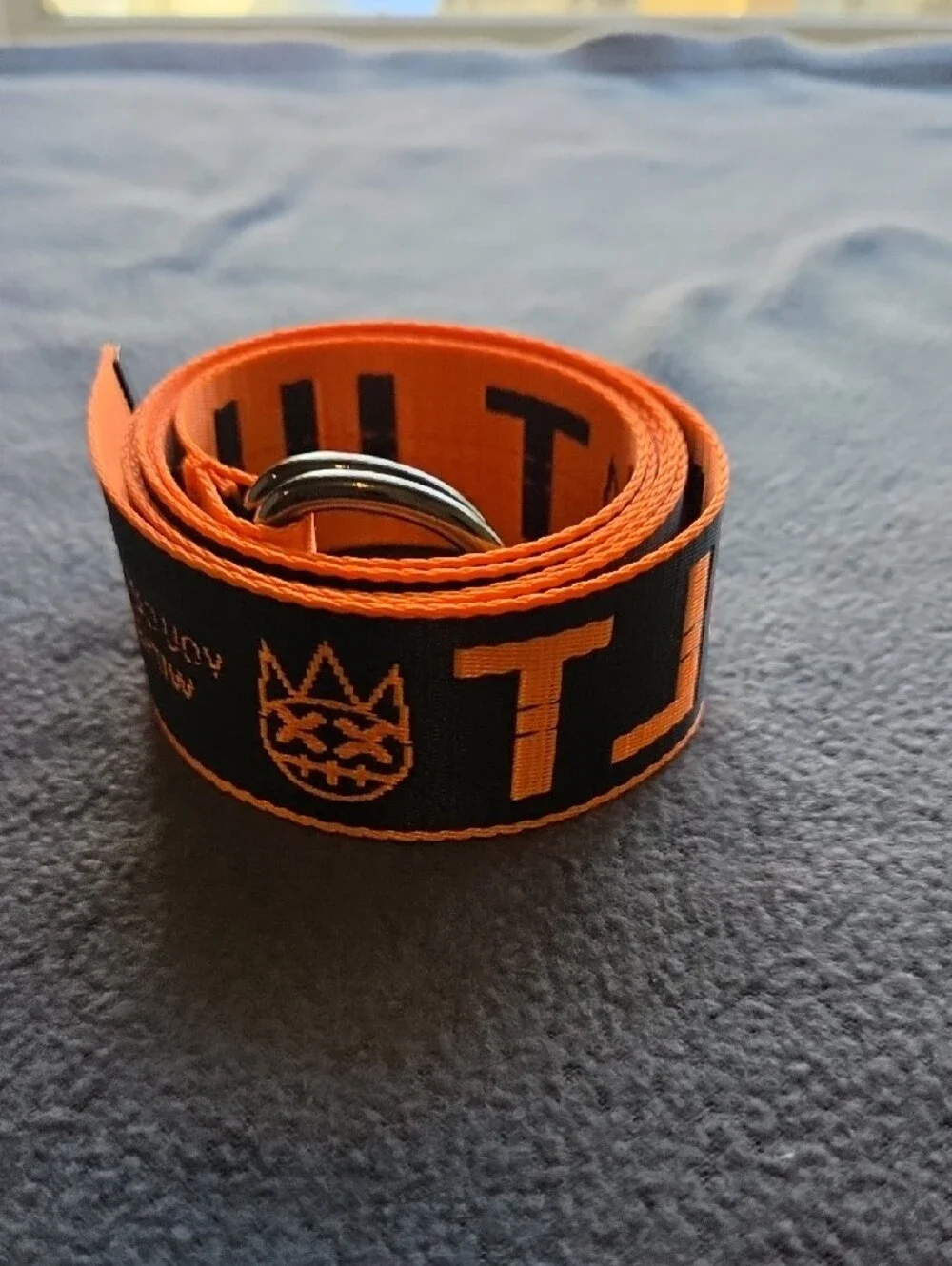 cult gaia Bright Orange Branded Webbing Belt with Metal Ring